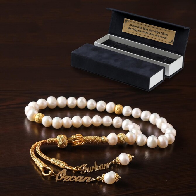 Kişiye Özel Kazaz Kamçısı İile İnci Tesbih - Tesbihcibaba