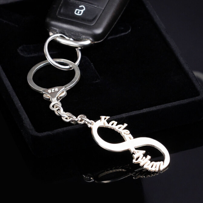 Kişiye Özel Sonsuzluk Gümüş Anahtarlık - Tesbihcibaba