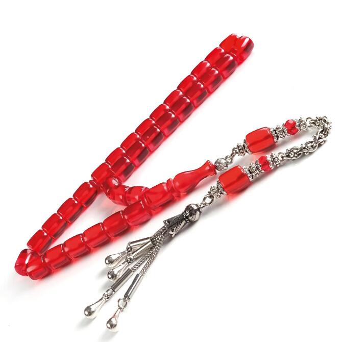 Kızıl Ateş Kapsül Sıkma Kehribar Tesbih - Tesbihcibaba