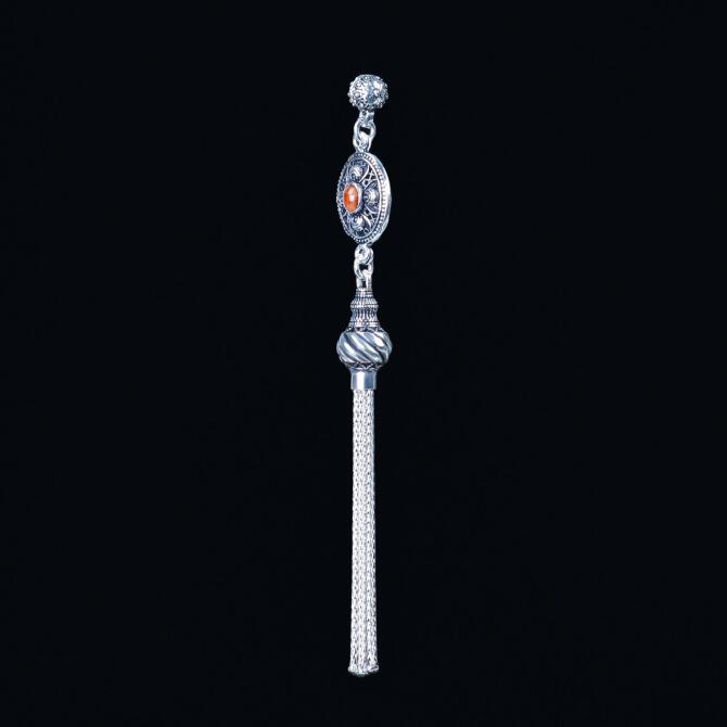 Kızıl Zirkon Çeşm-i Bülbül Tasarım Tesbih Püskülü - Tesbihcibaba