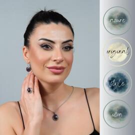 Kök Yakut Kolye Yüzük Küpe Seti - 2