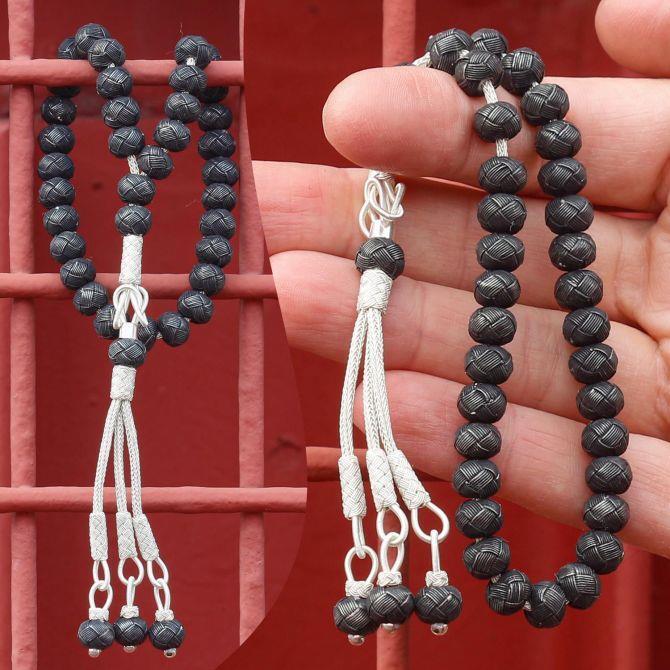 Koyu Tonda El Örmesi Kazaz Tesbih - Tesbihcibaba