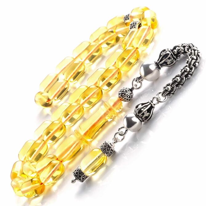 Kral Zincir Kapsül Kesim Damla Kehribar Tesbih - Tesbihcibaba