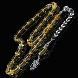 Kral Zincir Kaspsül Şeffaf Damla Kehribar Tesbih - Tesbihcibaba