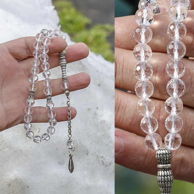 Kristal Kesim Damla Kuvars Tesbih - Tesbihcibaba