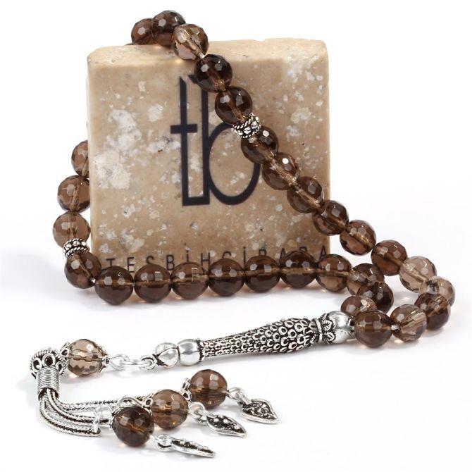 Kristal Kesim Dumanlı Kuvars Tesbih - Tesbihcibaba