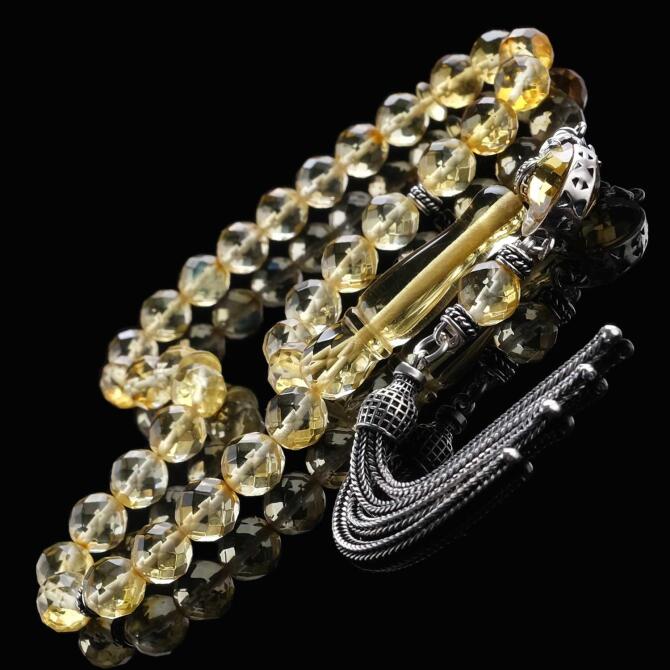 Kristal Kesim El Boy Damla Kehribar Tesbih - Tesbihcibaba