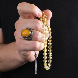 Kristal Kesim El Boy Damla Kehribar Tesbih - 2