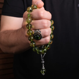 Kristal Kesim Karayip İncisi Maskot Damla Kehribar Tesbih - 4