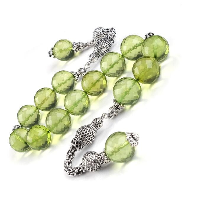 Kristal Kesim Karayip İncisi Zaza Damla Kehribar Tesbih - Tesbihcibaba