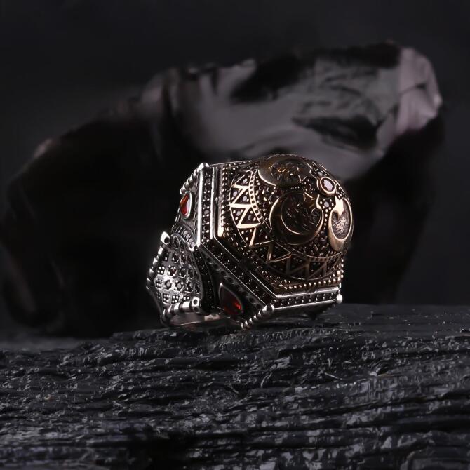 Kudüs Model Ay Yıldız Gümüş Yüzük - Tesbihcibaba