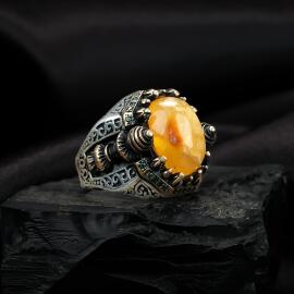 Kudüs Model Damla Kehribar Yüzük - Tesbihcibaba