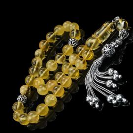 Küre Kesim Lime Damla Kehribar Tesbih - 1