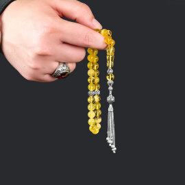 Küre Kesim Lime Damla Kehribar Tesbih - 2