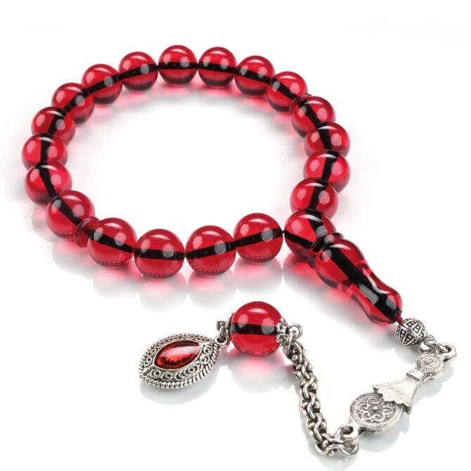 Küre Kesim Maskot Kırmızı Ateş Kehribarı Tesbih - Tesbihcibaba