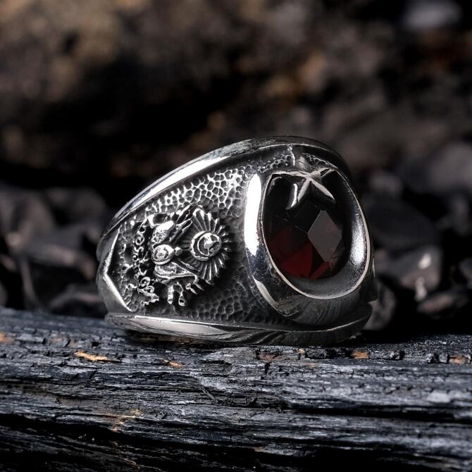 Ottoman Banner 925 K Silver Ring