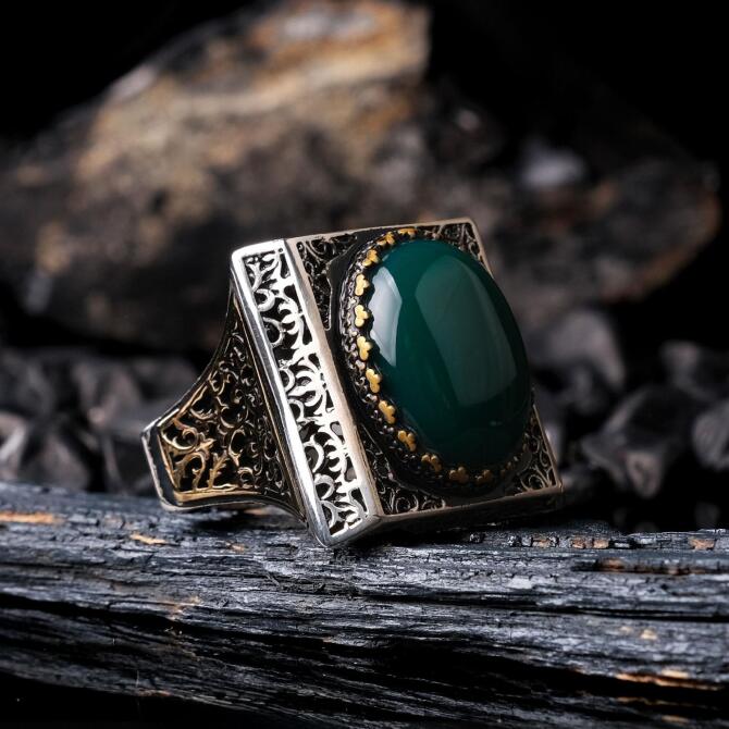 Ala Serisi-Paşa Model Erkek Gümüş Yüzük TB14611 - Tesbihcibaba