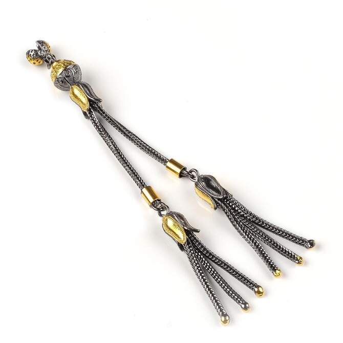 Lale Model Gümüş Tesbih Püskülü - Tesbihcibaba