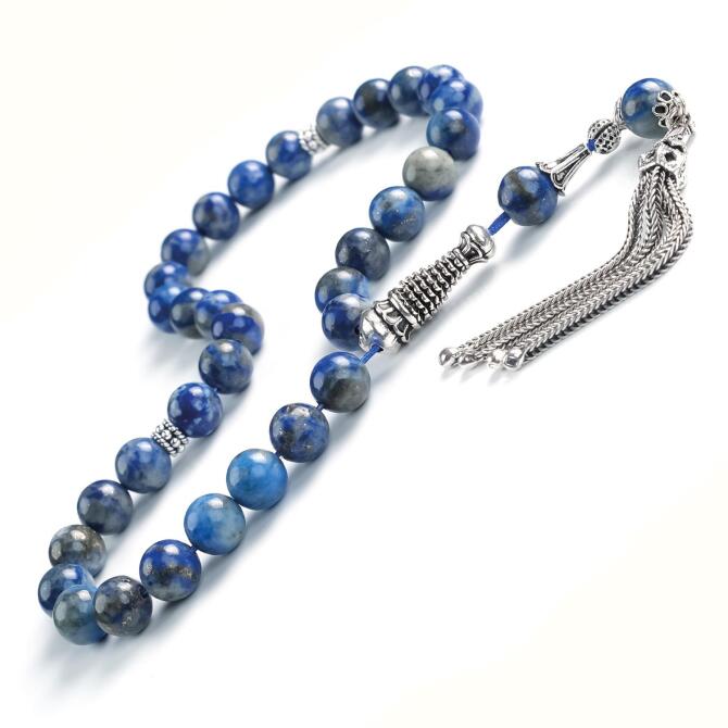 Lapis Lazuli Gümüş Tasarım Doğal Taş Tesbih - Tesbihcibaba