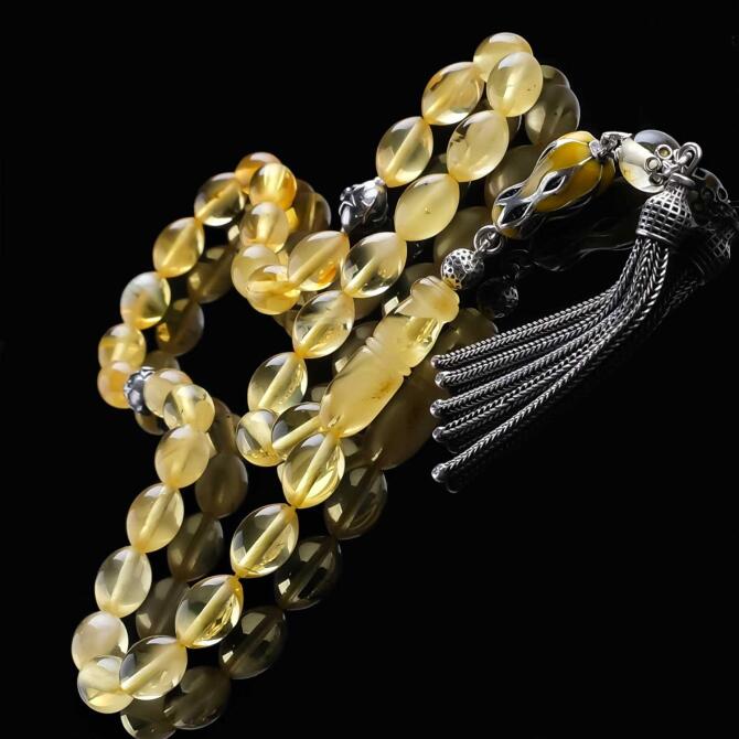 Lime Buğulu Damla Kehribar Tesbih - Tesbihcibaba