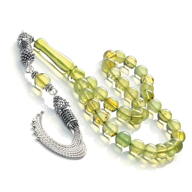 Lime Karayip Damla Kehribar Tesbih - Tesbihcibaba