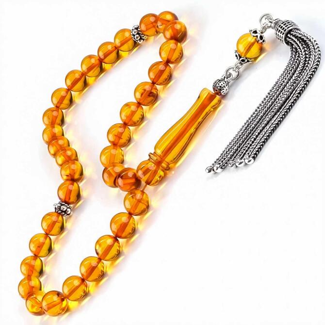 Litvanya Altını 4 Parmak Damla Kehribar Tesbih - Tesbihcibaba