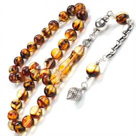 Litvanya Altını Fosilli Bilek Boy Damla Kehribar Tesbih - Tesbihcibaba