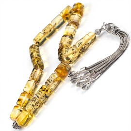 Litvanya Altını Maskot Fosilli Damla Kehribar Tesbih - Tesbihcibaba