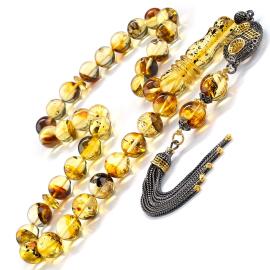 Litvanya Altını Old Class Fosilli Damla Kehribar Tesbih - Tesbihcibaba