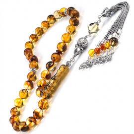 Litvanya Altını Old Class Fosilli Damla Kehribar Tesbih - Tesbihcibaba