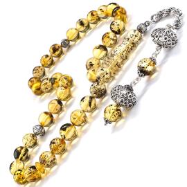 Litvanya Altını Old Class Kral PÜskül Damla Kehribar Tesbih - Tesbihcibaba