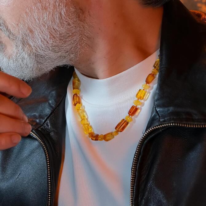 Litvanya Altını Tarzını Yansıt Damla Kehribar Kolye - Tesbihcibaba