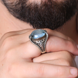 Orjinal Blue Topaz Taşlı Sertifikalı Gümüş Yüzük - 2