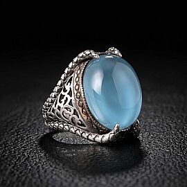 Orjinal Blue Topaz Taşlı Sertifikalı Gümüş Yüzük - 1