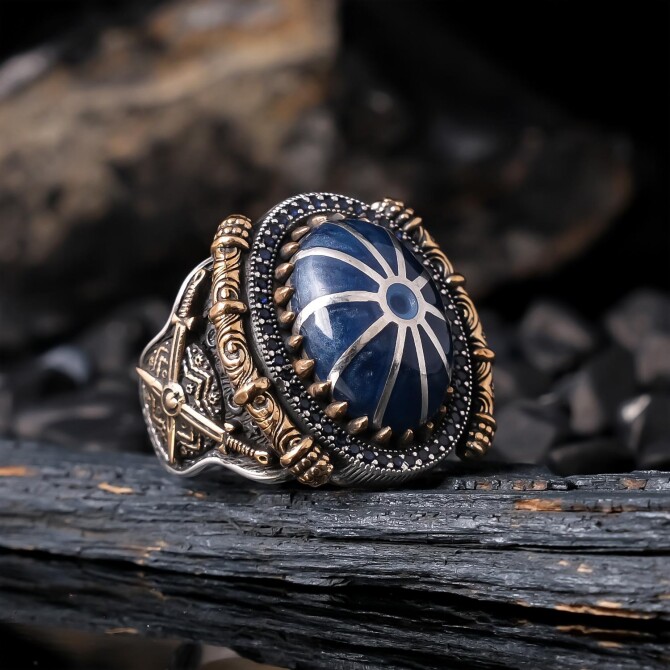 Malazgirt Banner Hilal Stone-set 925 K Silver Ring
