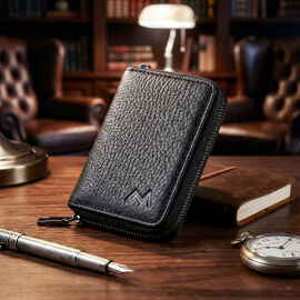 Mandarin Arsel London Fermuarlı Erkek Deri Kartlık - 1