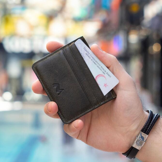 Mandarin Asker Yeşili Tokyo Erkek Deri Cüzdan, Kartlık - Tesbihcibaba