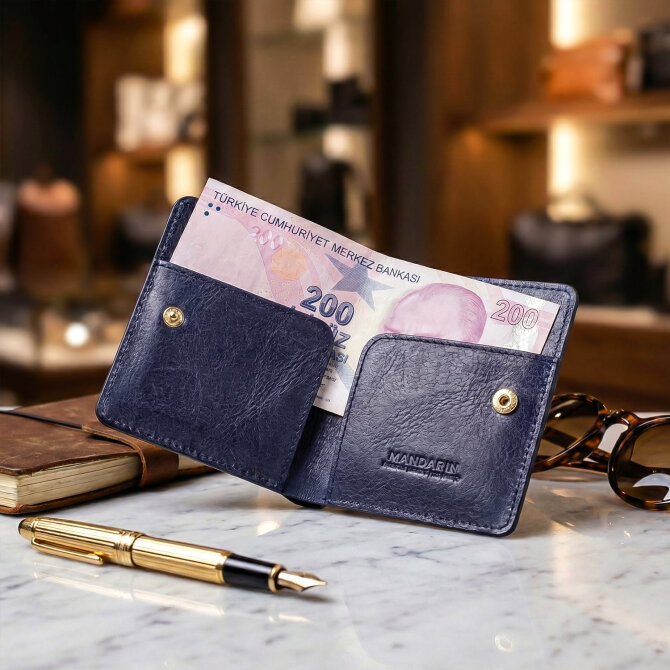Mandarin Deep Blue Tokyo Erkek Deri Cüzdan, Kartlık - Tesbihcibaba