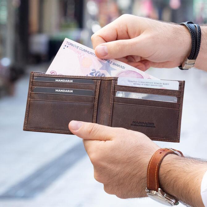 Mandarin Full Grain Crazy Berlin Erkek Deri Cüzdan - Tesbihcibaba