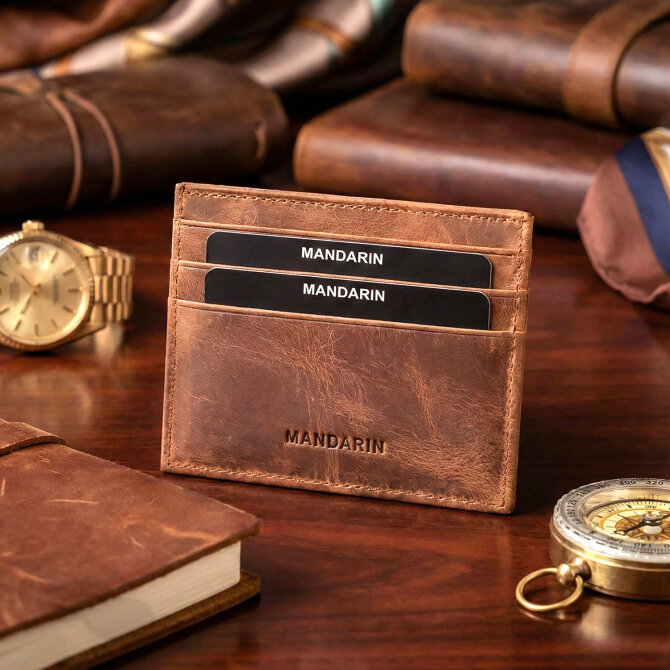 Mandarin Full Grain Crazy Lisbon Erkek Deri Kartlık - Tesbihcibaba