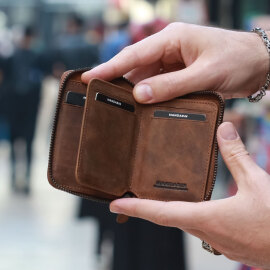 Mandarin Full Grain Fermuarlı Erkek Deri Kartlık - 2