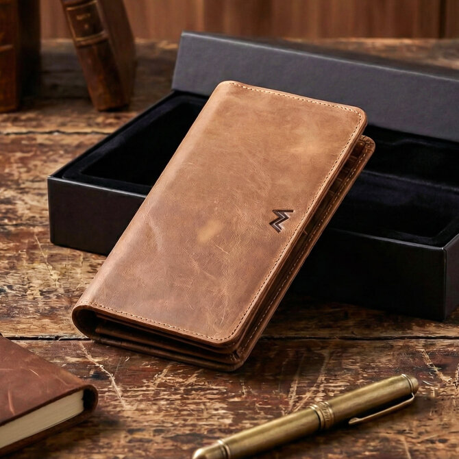 Mandarin Telefon Gözlü Full Grain Paris Erkek Deri Cüzdan - Tesbihcibaba