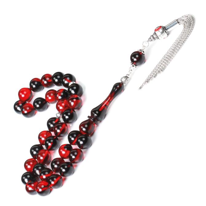 Marble Collection Gece Kızılı Sıkma Kehribar Tesbih - Tesbihcibaba