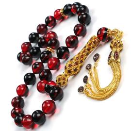 Marble Collection Zirkon Setli Ateş Kehribarı Tesbih - 1