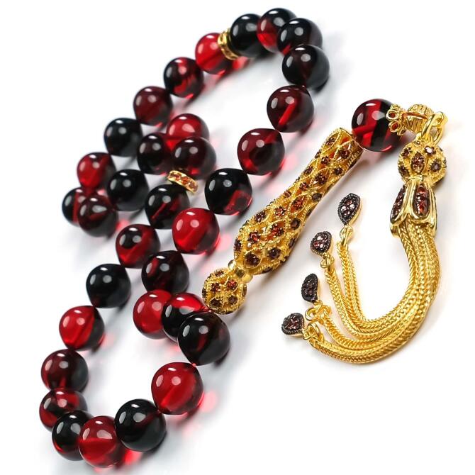 Marble Collection Zirkon Setli Ateş Kehribarı Tesbih - Tesbihcibaba