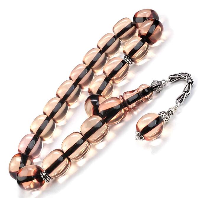 Maskot Boy Gümüş Zincir Sıkma Kehribar Tesbih - Tesbihcibaba