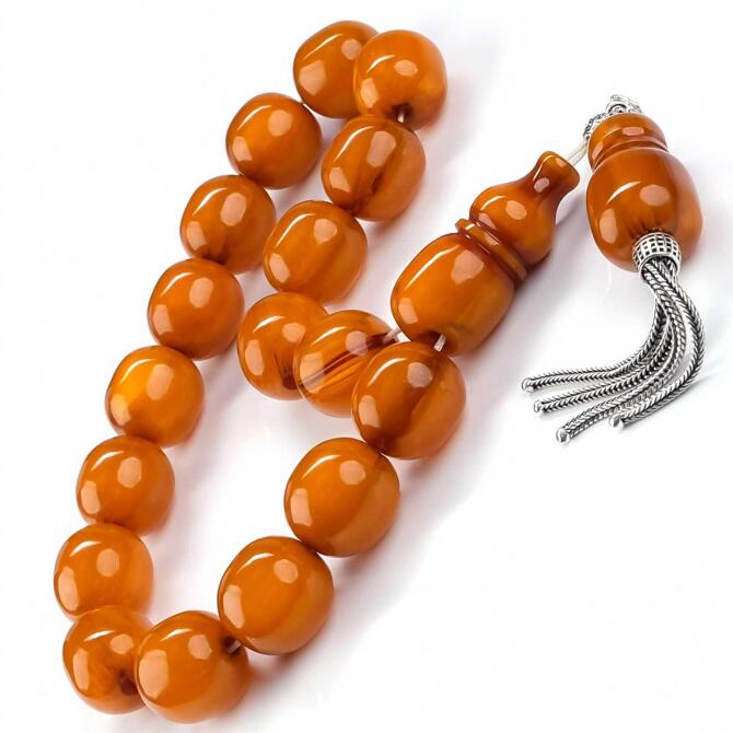 Maskot Eski Usul Benzetme Hareli Sıkma Kehribar Tesbih - Tesbihcibaba