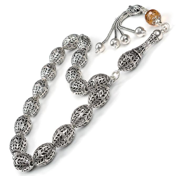 Maskot Model Telkari İşleme Gümüş Tesbih - Tesbihcibaba