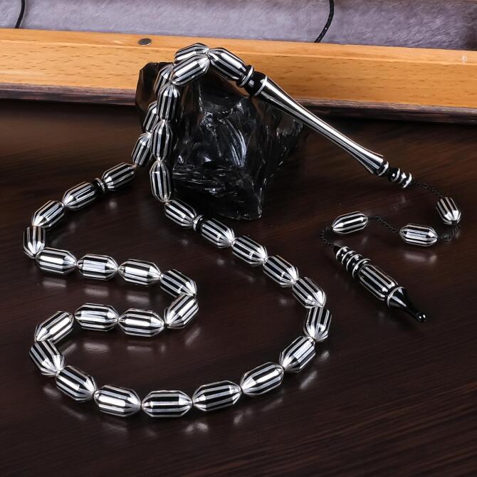 Usta Yapımı Yoğun Gümüş Yarma Erzurum Oltu Tesbih - Tesbihcibaba