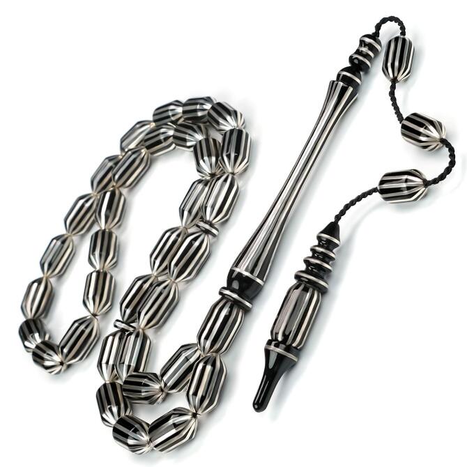 Usta Yapımı Yoğun Gümüş Yarma Erzurum Oltu Tesbih - Tesbihcibaba